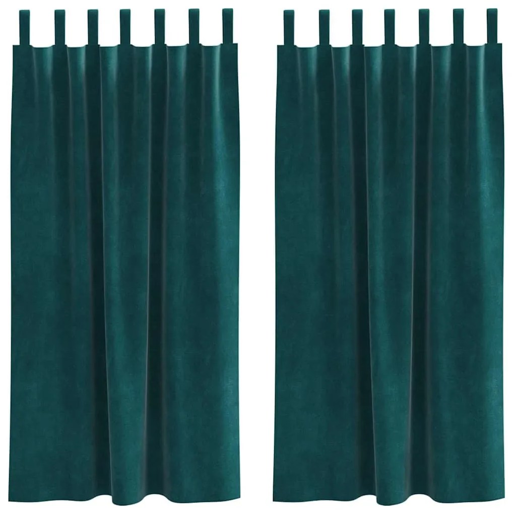 vidaXL Κουρτίνες 2 pcs Σκούρο πράσινο 140 x 175 cm Βελούδο