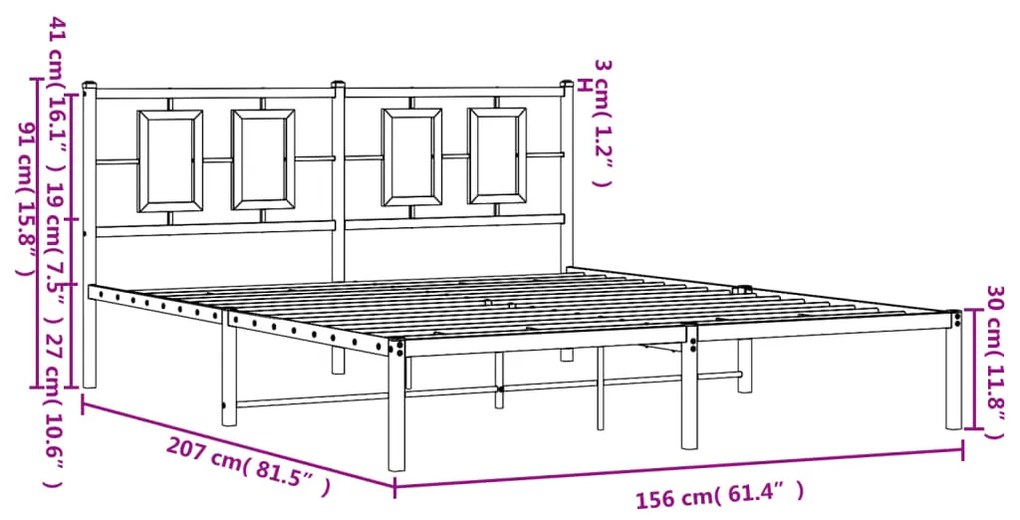 Πλαίσιο Κρεβατιού με Κεφαλάρι Λευκό 150 x 200 εκ. Μεταλλικό - Λευκό