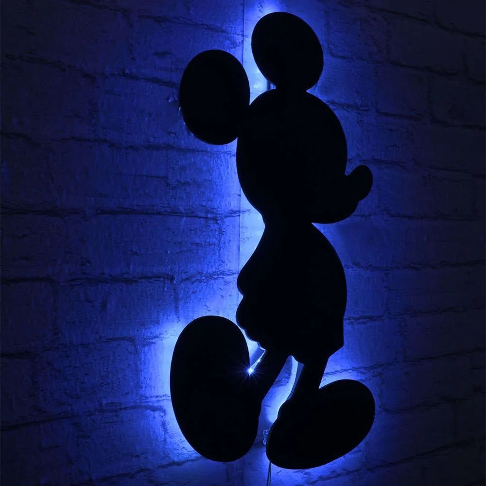 Διακοσμητικό Τοίχου Με Φως Led Mickey Mouse 395NGR1898 32x50cm Blue-Black Wallity Mdf