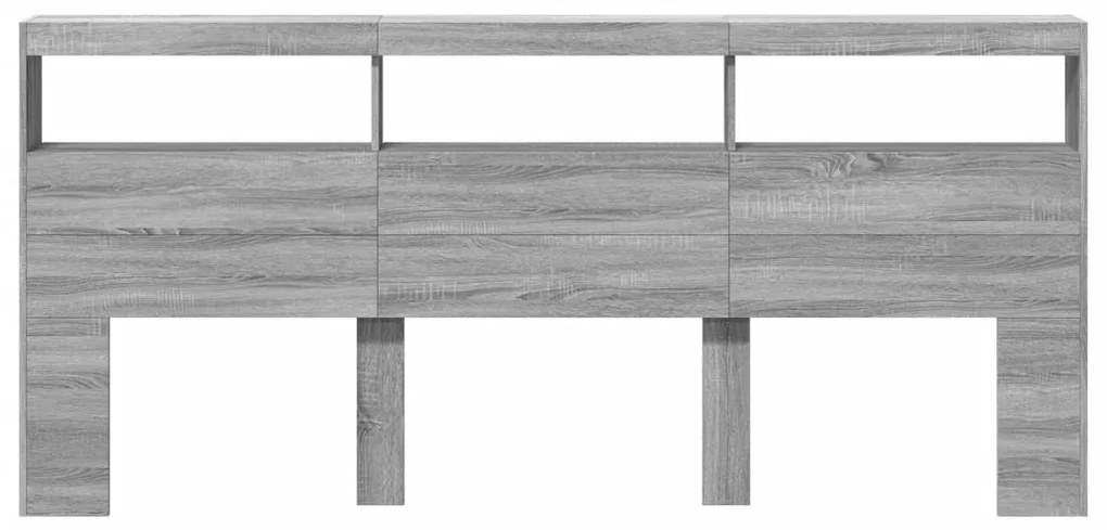 vidaXL Κεφαλάρι με Αποθηκ. Χώρο &amp; LED Γκρι Sonoma 220x17x102 εκ.