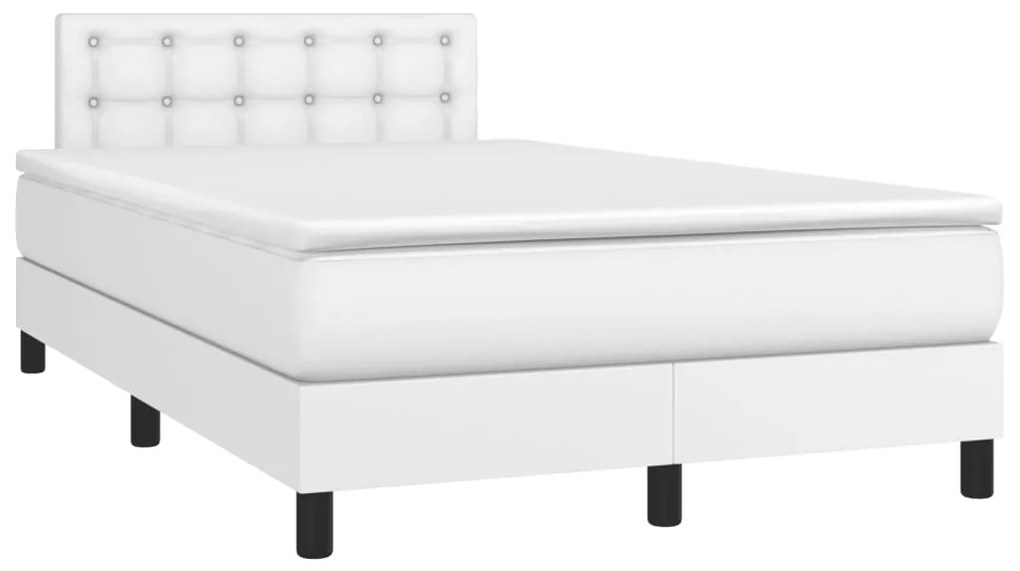 vidaXL Κρεβάτι Boxspring με Στρώμα & LED Λευκό 120x190 εκ. Συνθ. Δέρμα