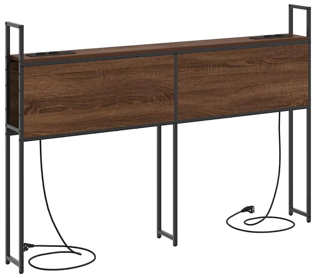 vidaXL Κεφαλάρι Αποθήκης με Σταθμό Φόρτισης με ράφι Καφέ δρυς 160 cm