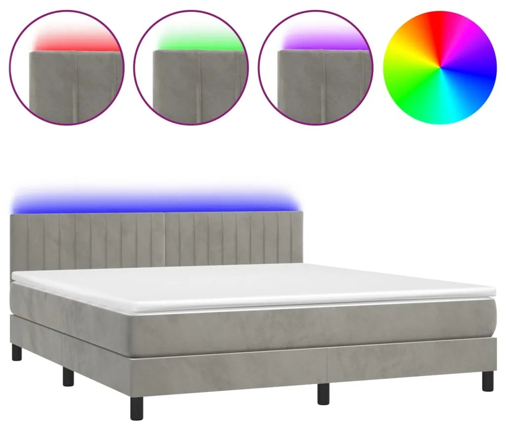 ΚΡΕΒΑΤΙ BOXSPRING ΜΕ ΣΤΡΩΜΑ &amp; LED ΑΝ.ΓΚΡΙ 160X200 ΕΚ. ΒΕΛΟΥΔΙΝΟ 3134531