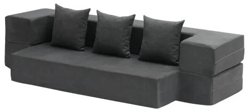 VEVOR Folding Sofa Bed 3-in-1 Foldable Couch Bed with 3 Pillows Dark Grey Twin