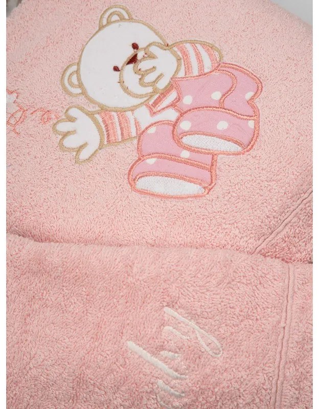 Σετ πετσέτες κεντητές Bear 04 Pink/Pink