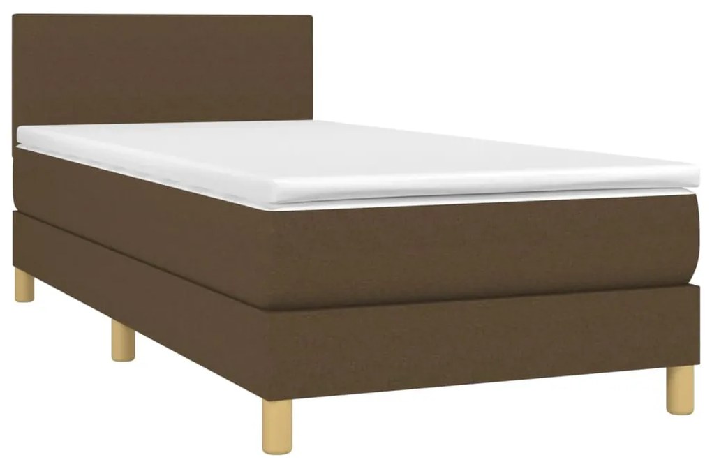 vidaXL Κρεβάτι Boxspring με Στρώμα Σκούρο Καφέ 90x200 εκ. Υφασμάτινο