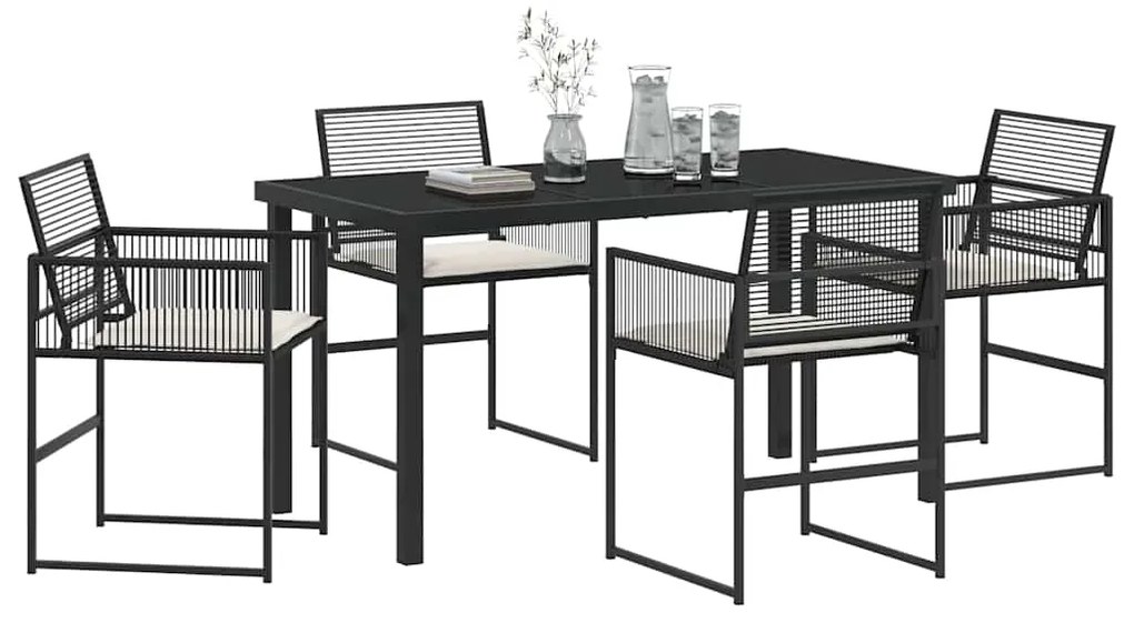 vidaXL Σέτ φαγητού για κήπο 5 pcs Μαύρο Χάλυβας με επίστρωση πούδρας