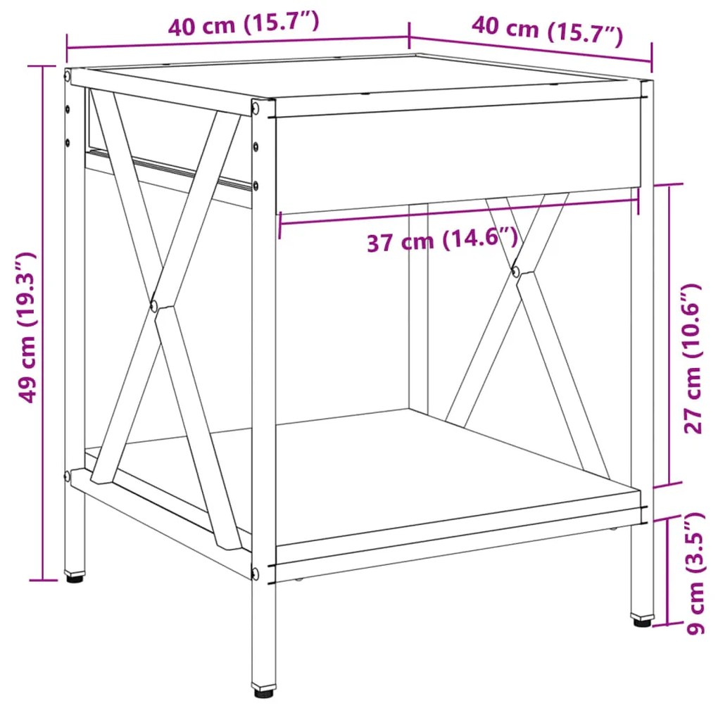 Τραπεζάκι Σαλονιού Άπειρο Φως LED Καφέ Δρυς 40x40x49 εκ. - Καφέ