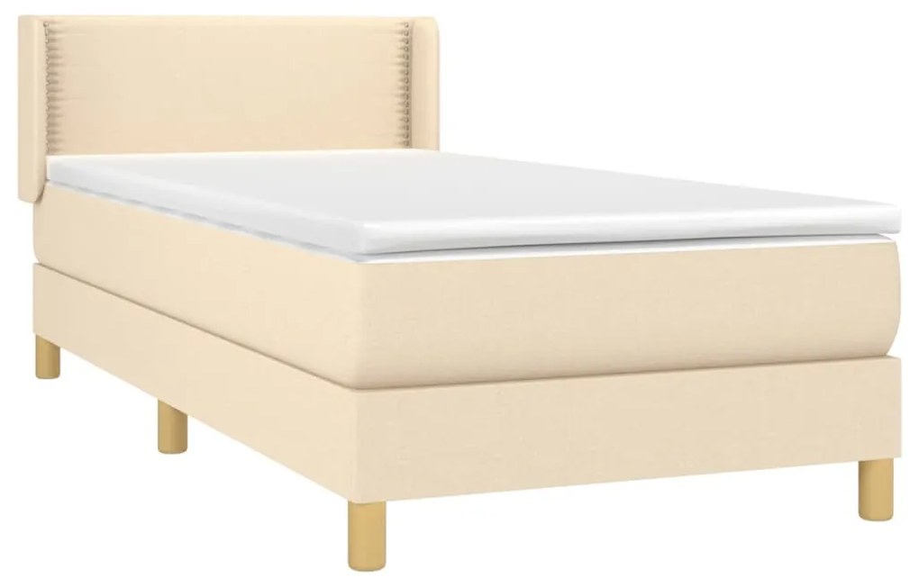 Κρεβάτι Boxspring με Στρώμα Κρεμ 90x190 εκ.Υφασμάτινο - Κρεμ