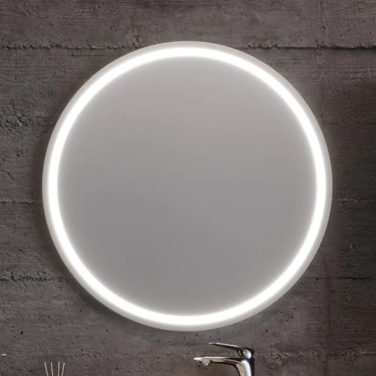 Καθρέφτης LED HOLE Φ80 Μπλε MDF 18mm Λάκα με περιμετρικό φωτισμό και αισθητήρα 3MHOL085WHM