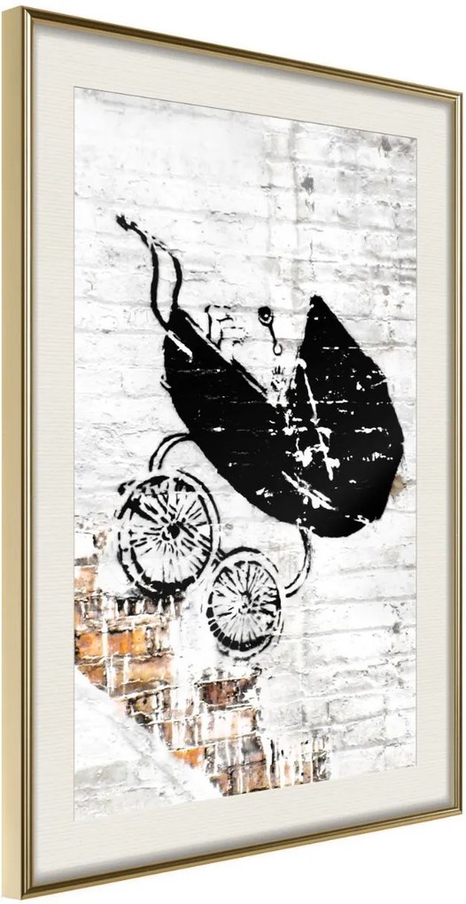 Αφίσα - Banksy: Baby Stroller - 20x30 - Χρυσό - Με πασπαρτού