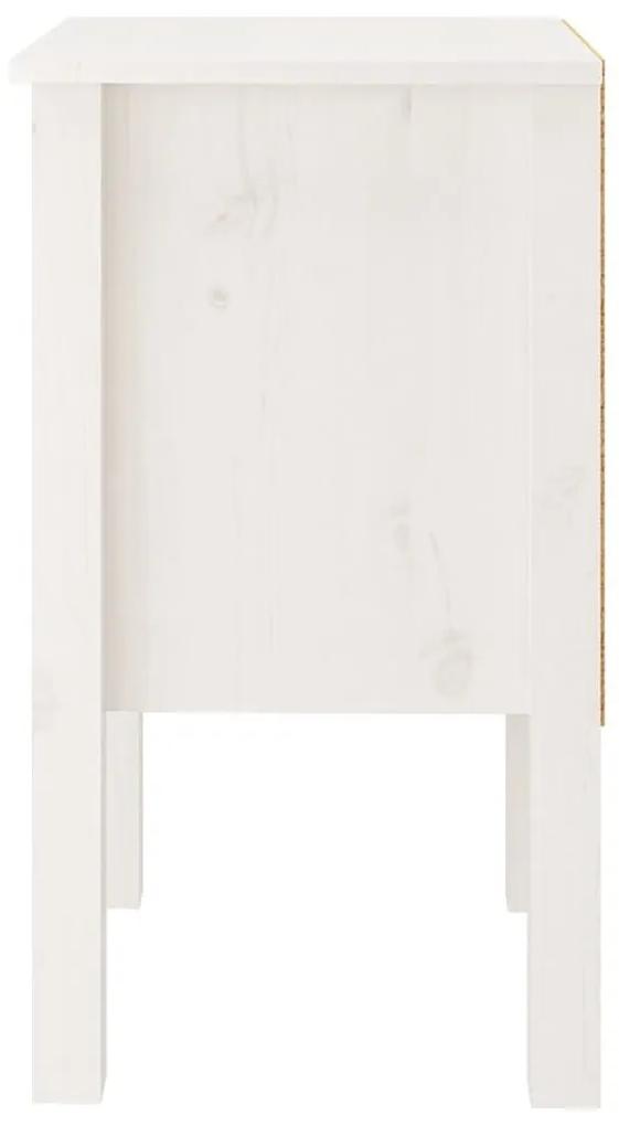 Κομοδίνα 2 τεμ. Λευκό 40 x 35 x 61,5 εκ. από Μασίφ Ξύλο Πεύκου - Λευκό