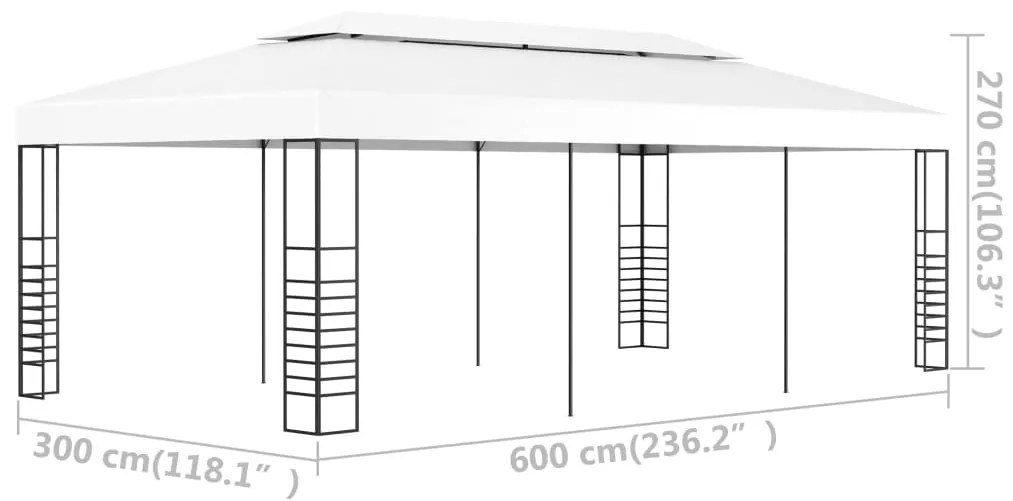 vidaXL Κιόσκι / Τέντα Εκδηλώσεων Λευκό 6 x 3 μ.