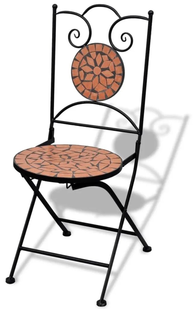 Καρέκλες Bistro Πτυσσόμενες 2 τεμ. Τερακότα Κεραμικές - Καφέ