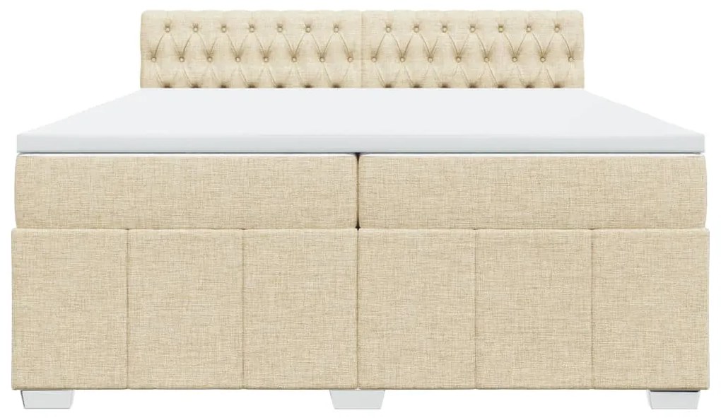 vidaXL Κρεβάτι Boxspring με Στρώμα Κρεμ 200x200 εκ. Υφασμάτινο