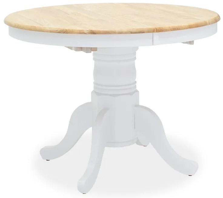 Tραπέζι Lars pakoworld επεκτεινόμενο ξύλο-MDF λευκό-φυσικό Φ100(+38)x100x75εκ