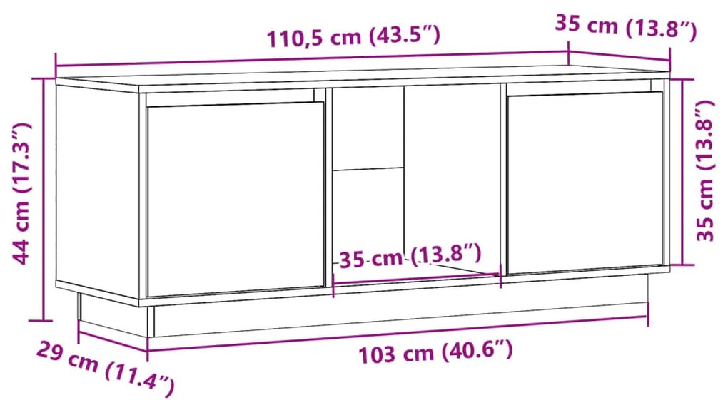 ΈΠΙΠΛΟ ΤΗΛΕΟΡΑΣΗΣ 110,5 X 35 X 44 ΕΚ. ΑΠΟ ΜΑΣΙΦ ΞΥΛΟ ΠΕΥΚΟΥ 814339