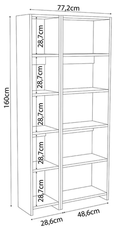 Βιβλιοθήκη Alkathi pakoworld σε ανθρακί απόχρωση 77x22x160εκ (1 τεμάχια)