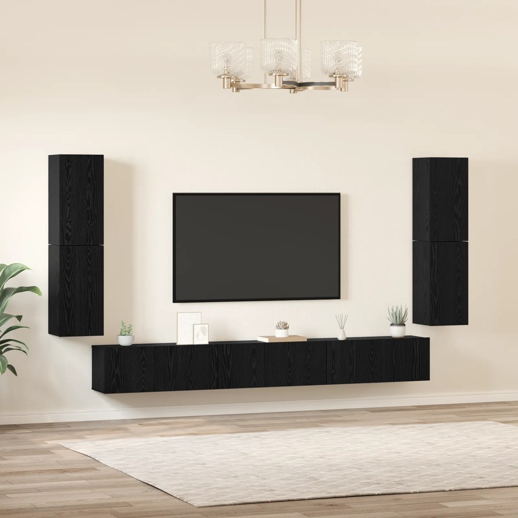 vidaXL Σετ επίπλου τηλεόρασης 5 pcs Μαύρη Δρυς Επεξεργασμένο ξύλο