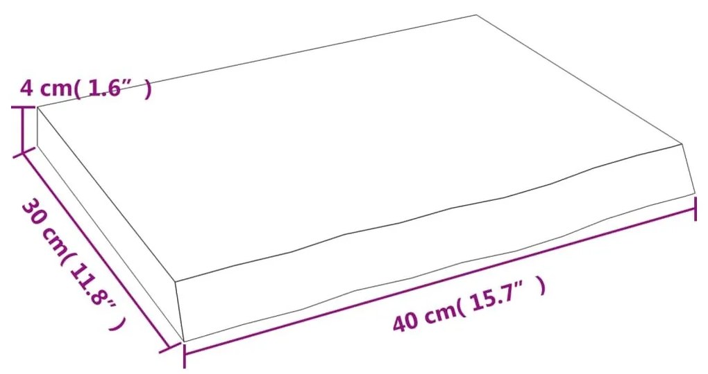 Πάγκος Μπάνιου 40x30x(2-4) εκ. από Ακατέργαστο Μασίφ Ξύλο - Καφέ