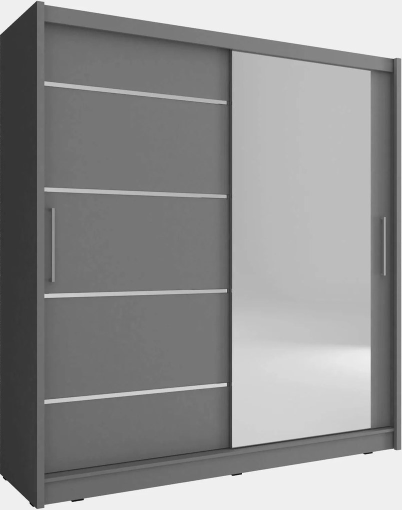 Ντουλάπα Συρόμενη Maja 1-ALU Χρώμα Γραφίτης 180x200x62cm