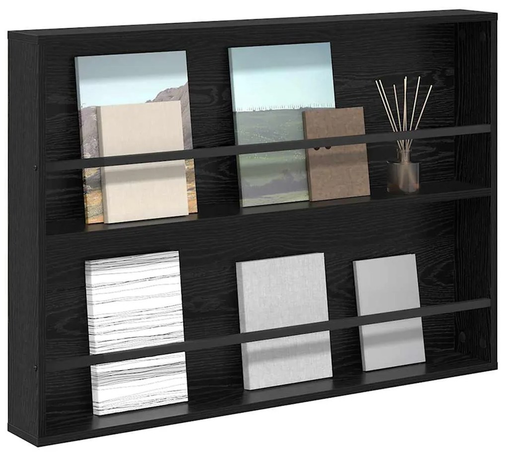 vidaXL Ράφι Περιοδικών Μαύρη Οξυά 100 x 12 x 70 εκ Επεξεργασμένο ξύλο