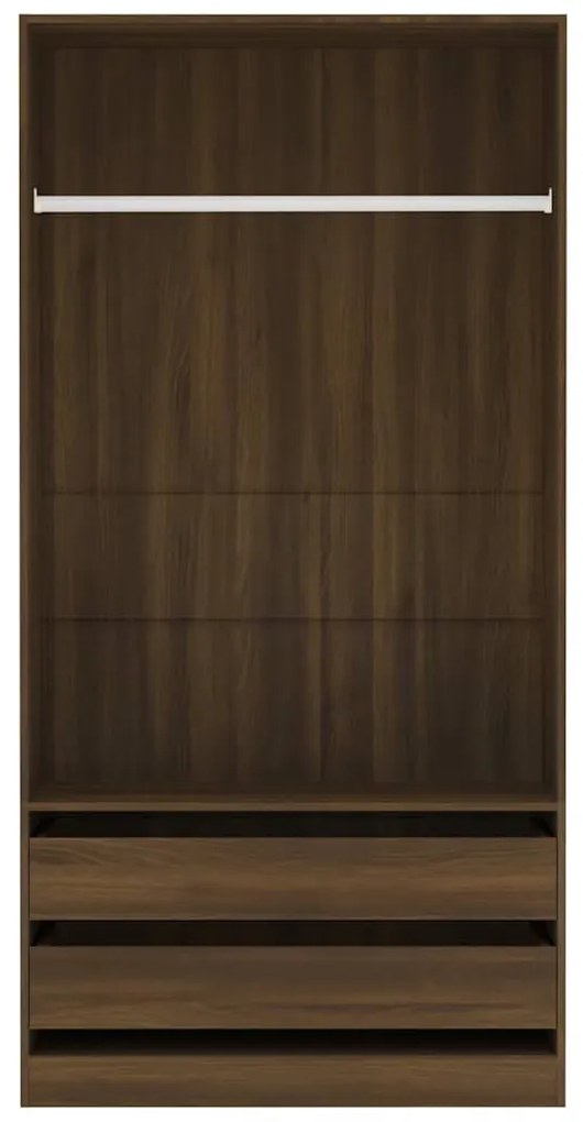 vidaXL Ντουλάπα Καφέ Δρυς 100x50x200 εκ. από Επεξεργασμένο Ξύλο