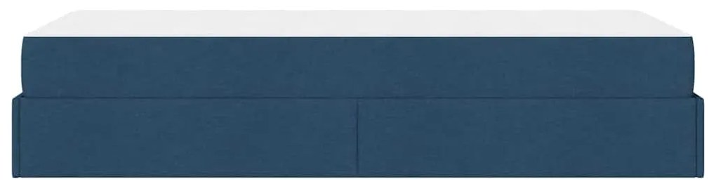 vidaXL Σκελετός κρεβατιού με στρώμα με στρώμα 2 pcs Μπλε ύφασμα