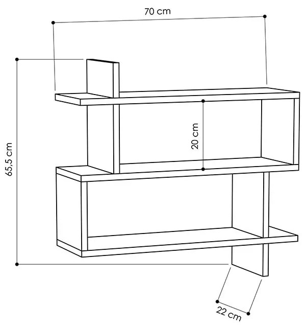 Ραφιέρα Paralel pakoworld χρώμα φυσικό 70x22x65,5εκ - 119-000774 - 119-000774