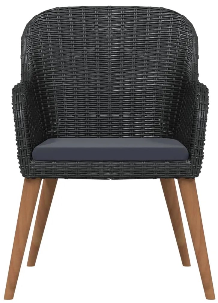 vidaXL Σετ Τραπεζαρίας Κήπου 7 Τεμαχίων Μαύρο με Μαξιλάρια