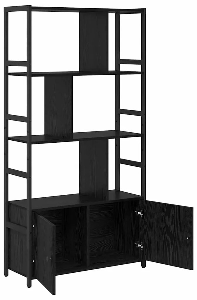 vidaXL Ράφι Βιβλίων Μαύρη Οξυά 80 x 30 x 155,5 εκ Επεξεργασμένο ξύλο