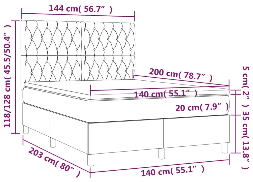 ΚΡΕΒΑΤΙ BOXSPRING ΜΕ ΣΤΡΩΜΑ ΜΑΥΡΟ 140X200 ΕΚ. ΒΕΛΟΥΔΙΝΟ 3143207