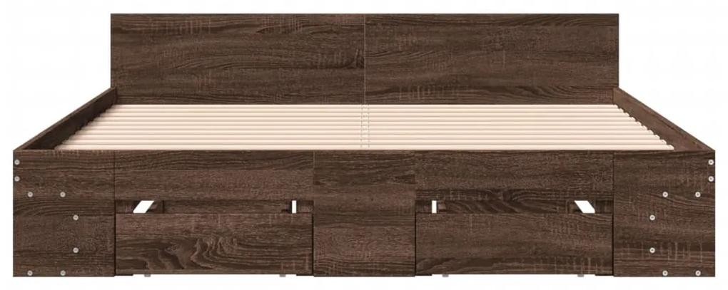 vidaXL Πλαίσιο Κρεβατιού με συρτάρια Καφέ δρυς 140x200 εκ. Επεξ. Ξύλο