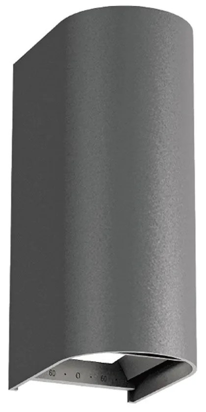 Φωτιστικό Τοίχου - Απλίκα Azores 4310001 LED 20W 3000K/4000K/6500K 480Lm/590Lm 12x23cm Anthracite Viokef