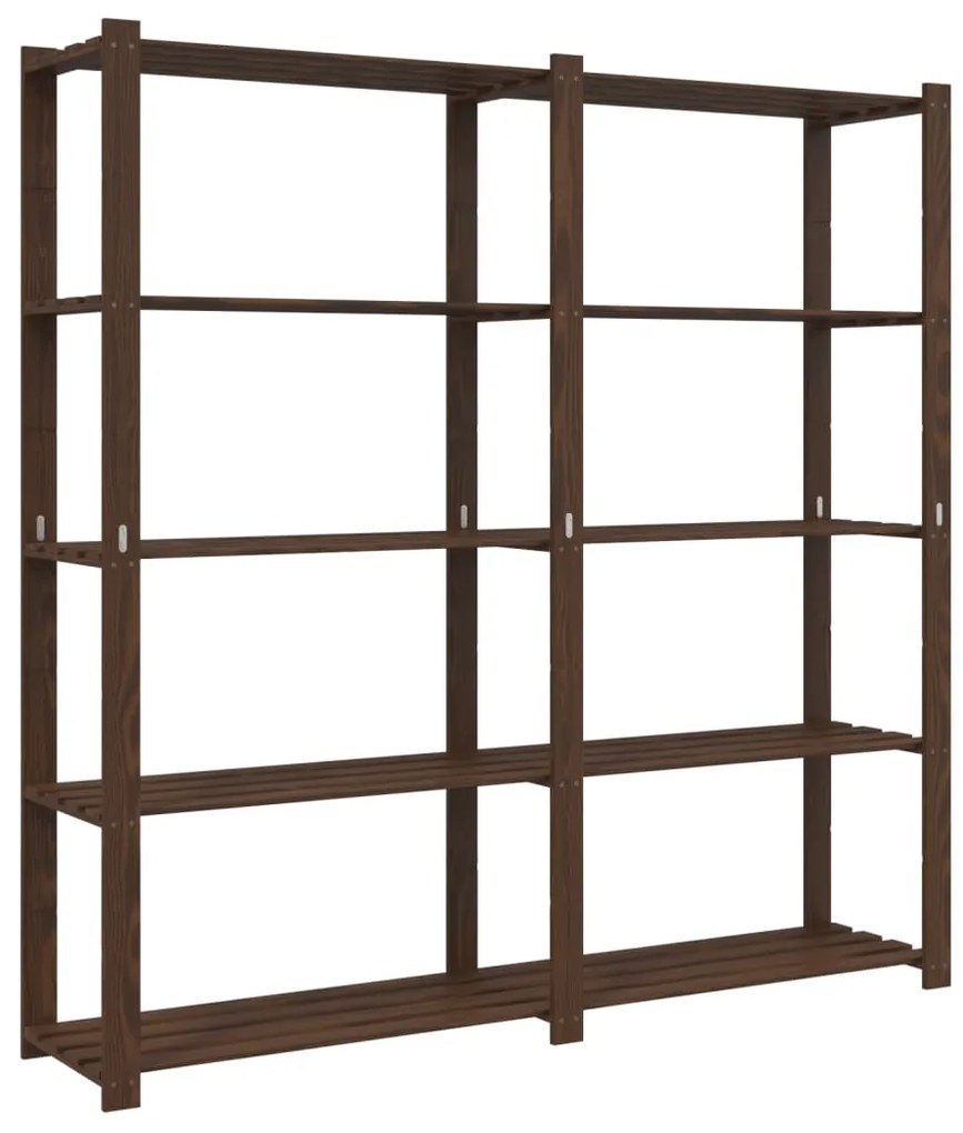 vidaXL Ραφιέρα με 5 Ράφια Καφέ 170 x 38 x 170 εκ. Μασίφ Ξύλο Πεύκου