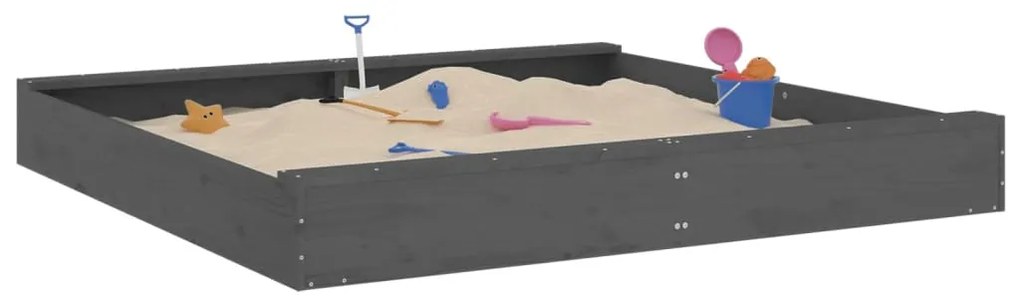 vidaXL Αμμοδόχος με Καθίσματα Γκρι Τετράγωνη από Μασίφ Ξύλο Πεύκου