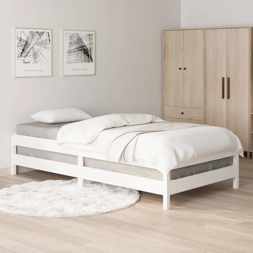 Κρεβάτι Στοιβαζόμενο Λευκό 100 x 200 εκ. από Μασίφ Ξύλο Πεύκου - Λευκό