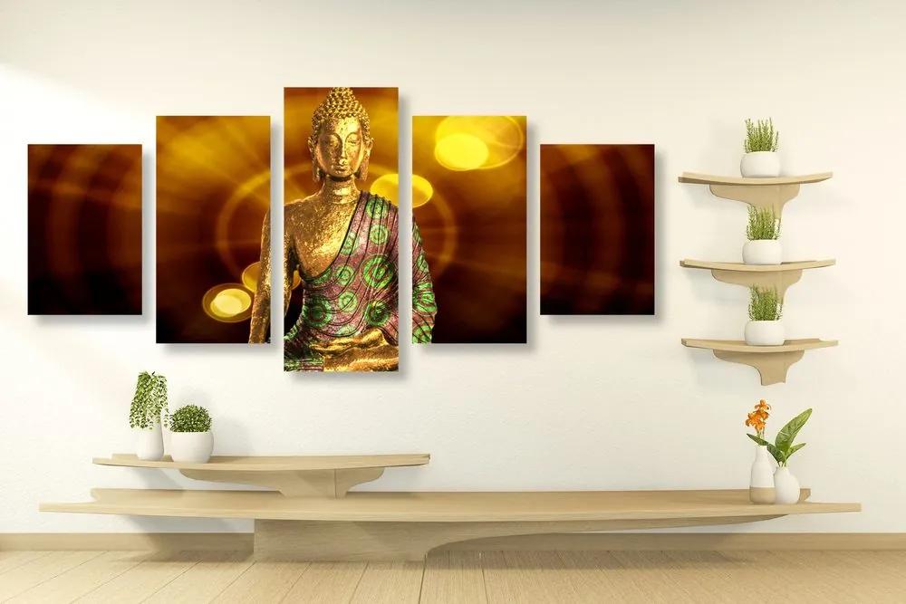 Εικόνα 5 τμημάτων Άγαλμα του Βούδα με αφηρημένο φόντο