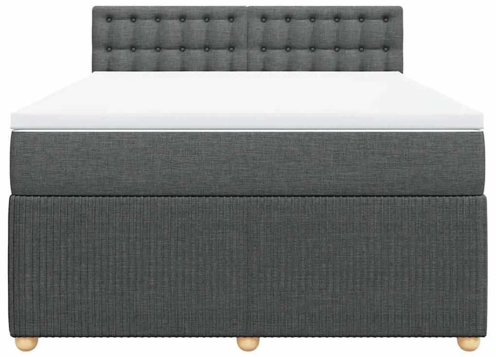 vidaXL Κρεβάτι Boxspring με Στρώμα Σκούρο Γκρι 140x190 εκ. Υφασμάτινο