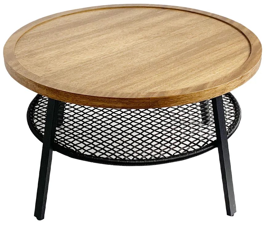 FILET COFFEE TABLE ΦΥΣΙΚΟ ΜΑΥΡΟ D75xH43cm - 04-0974 - 04-0974