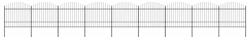 vidaXL Κάγκελα Περίφραξης με Λόγχες Μαύρα (1,5-1,75)x15,3 μ. Ατσάλινα