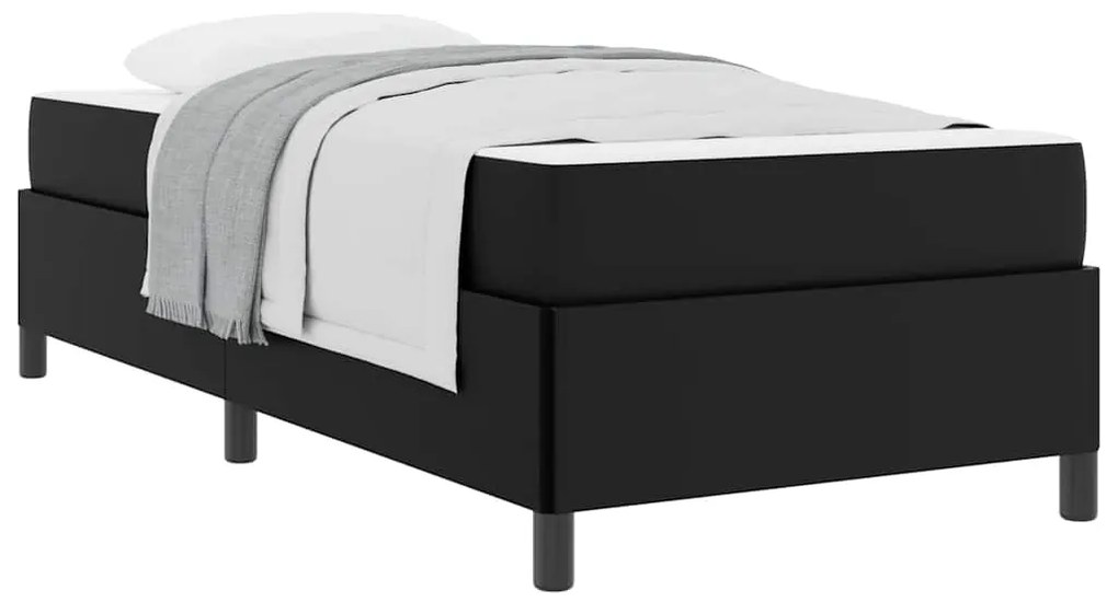 vidaXL Σκελετός κρεβατιού με στρώμα Μαύρο 90 x 200 cm Τεχνητό δέρμα