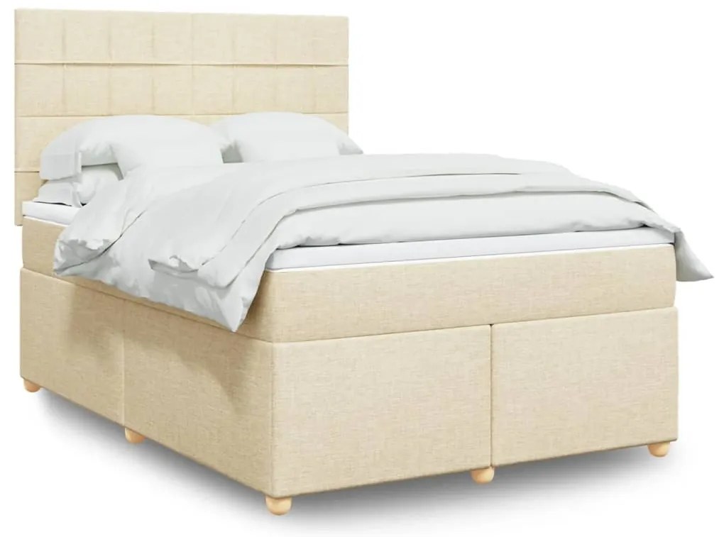 vidaXL Κρεβάτι Boxspring με Στρώμα Κρεμ 160x200 εκ. Υφασμάτινο