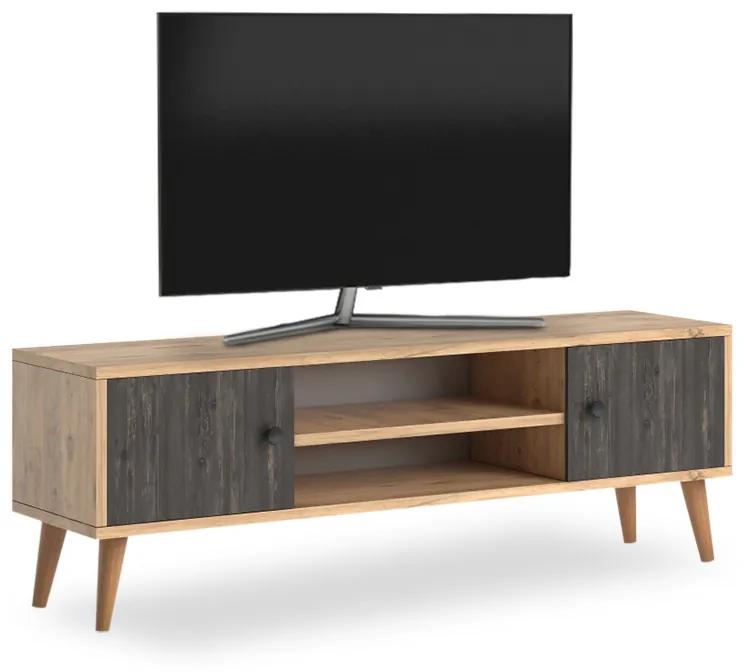 Έπιπλο τηλεόρασης Parma Megapap από μελαμίνη χρώμα industrial grey - oak 120x30x40εκ. - 0127272