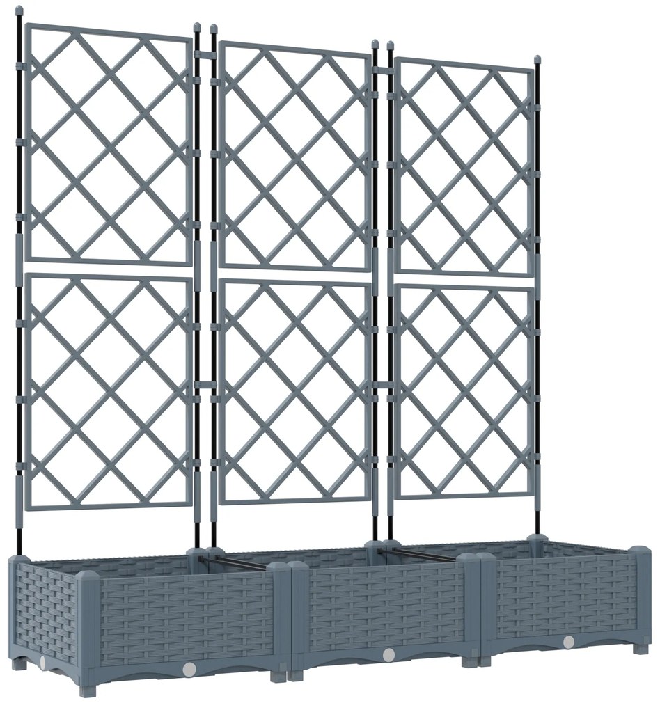 vidaXL Γλάστρα κήπου με πλέγμα 3 pcs Ανοιχτό Γκρι 120x40x125.5 εκ.