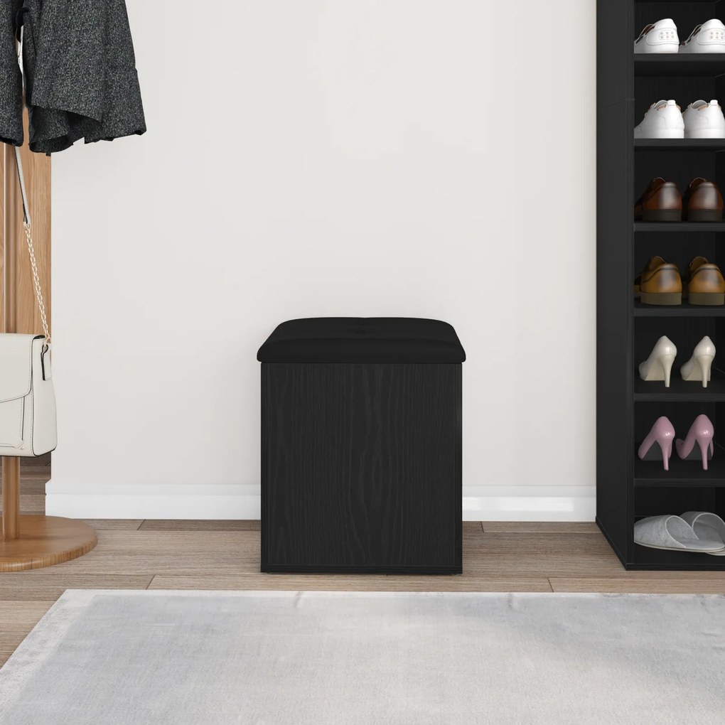 vidaXL Παγκάκι Αποθήκευσης Μαύρος Δρυός 42x42x45 εκ. Μασίφ Ξύλο