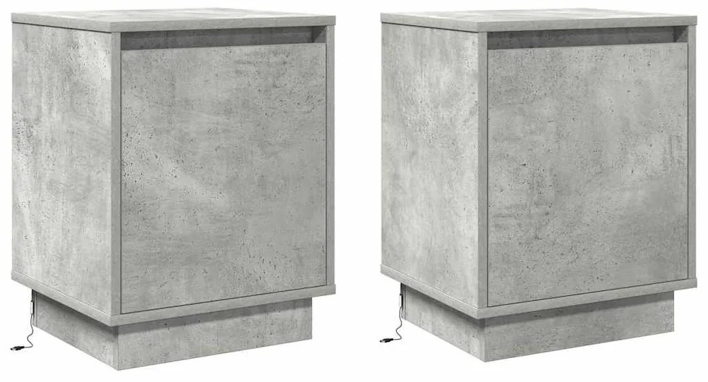 vidaXL Κομοδίνο με 2 pcs Γκρι σκυροδέματος 39 x 34.5 x 50 εκ.