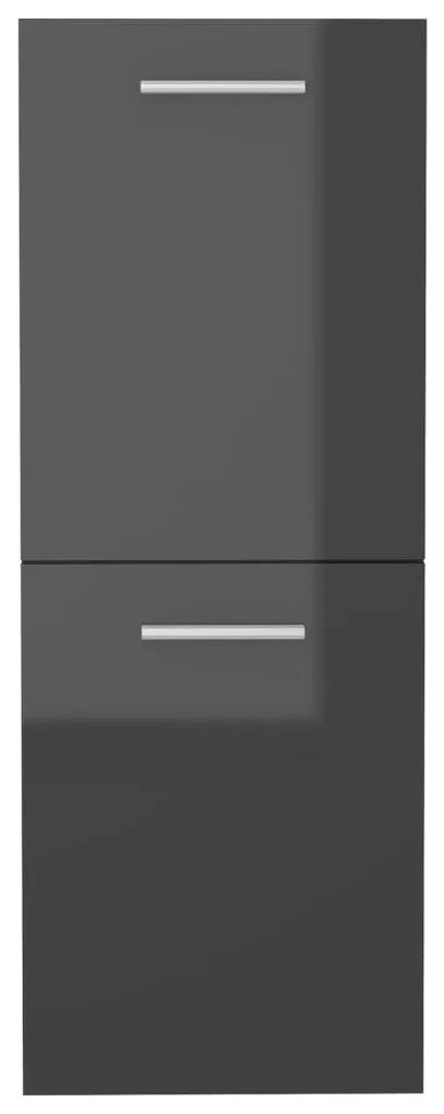 vidaXL Ντουλάπι Μπάνιου Γυαλιστερό Γκρι 30 x 30 x 80 εκ. Μοριοσανίδα
