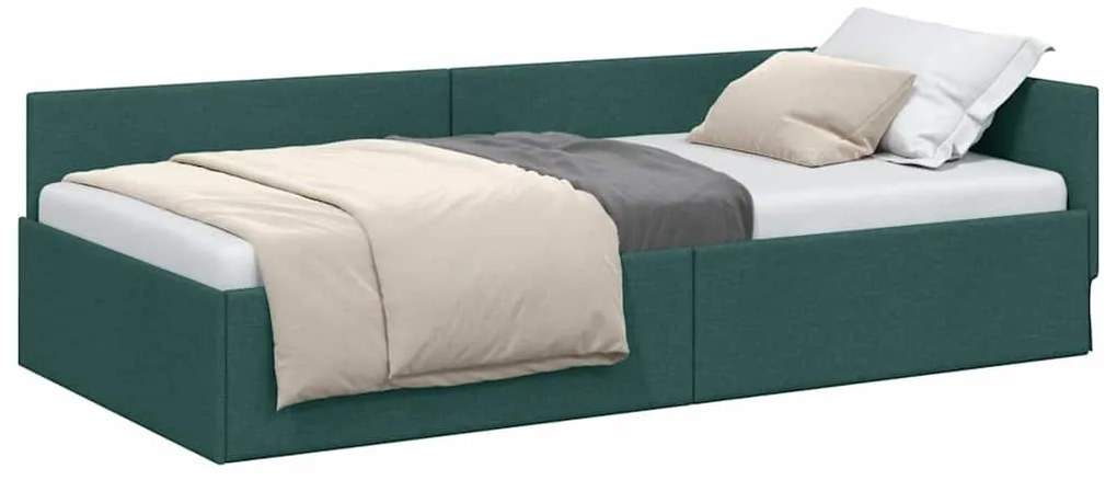 vidaXL Κρεβάτι Γωνίας Σκούρο πράσινο 80 x 200 cm Ύφασμα και Έργο ξύλου