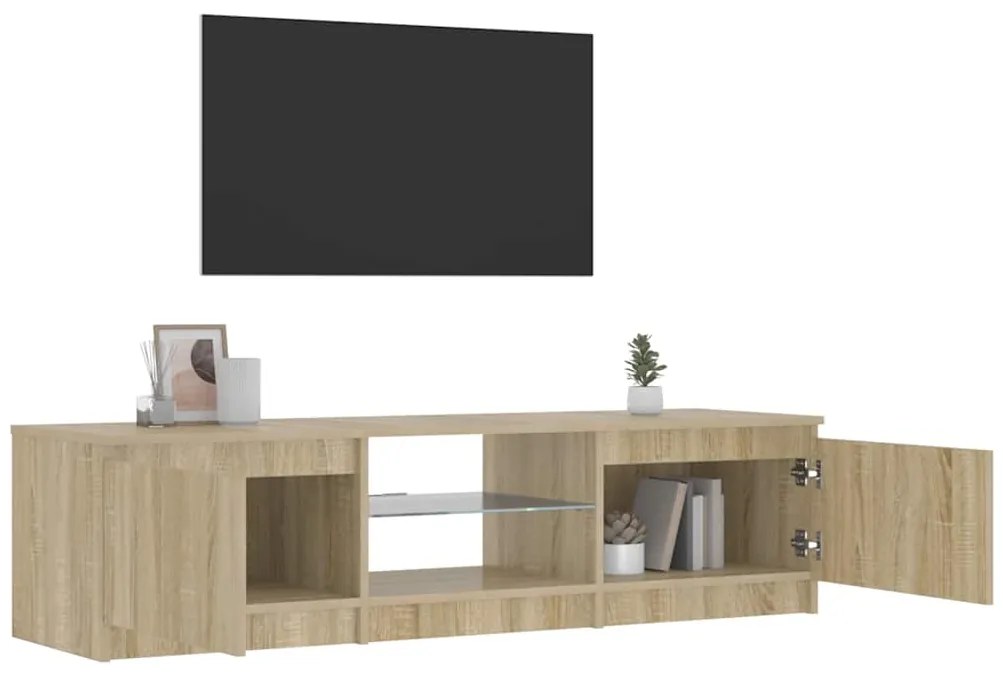 vidaXL Έπιπλο Τηλεόρασης με LED Καπνιστή Δρυς 140x40x36 εκ.